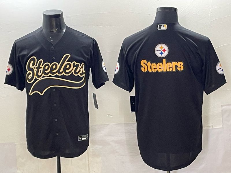 Men 2025 Nike Pittsburgh Steelers Blank Black Joint Name  Limited NFL Jersey style 051->pittsburgh steelers->NFL Jersey